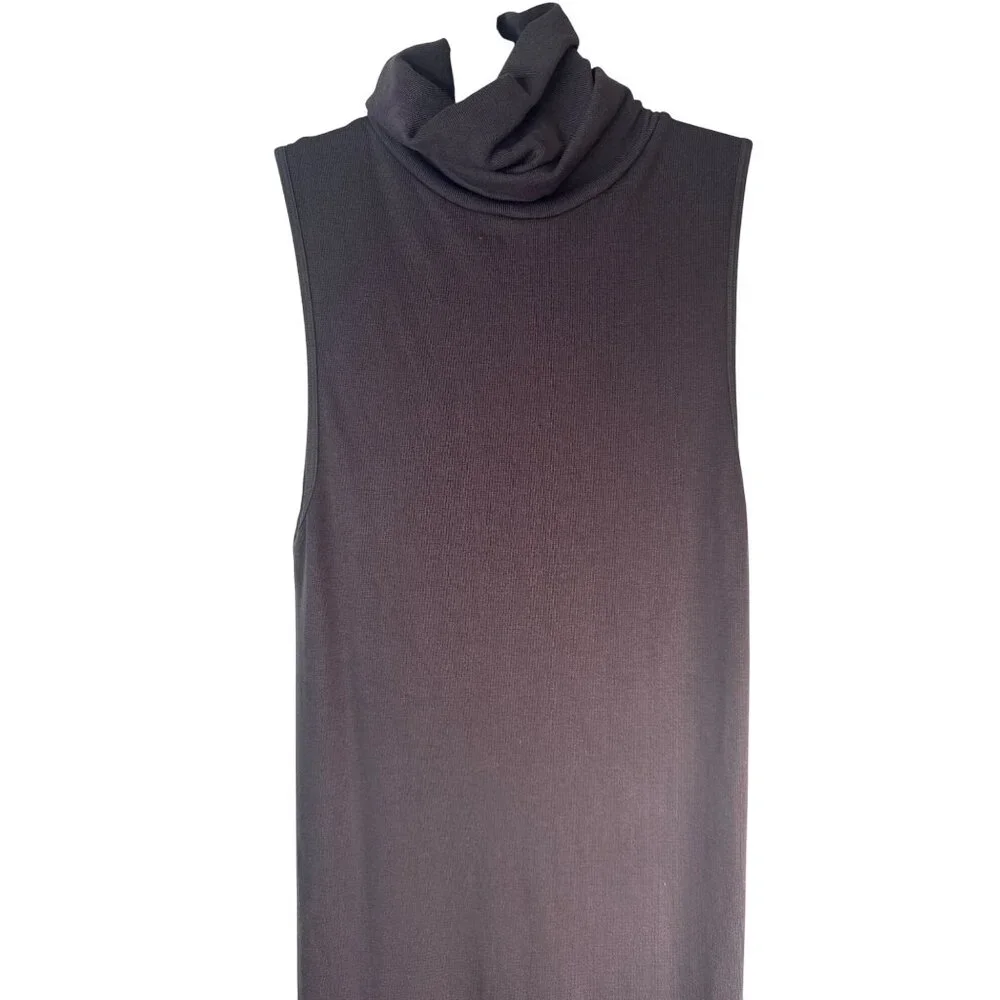 ZARA Sleek Deep Small Brown Turtleneck Midi Bodycon Dress Stretch Fabric - Picture 12 of 14
